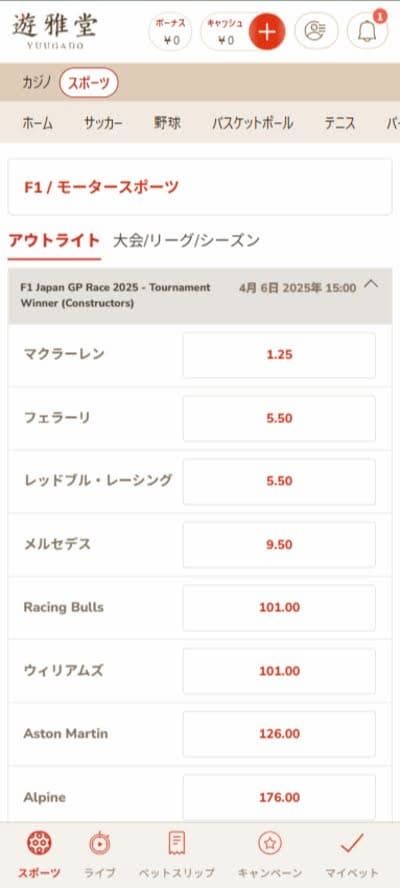 遊雅堂_ブックメーカー_F1_登録step3