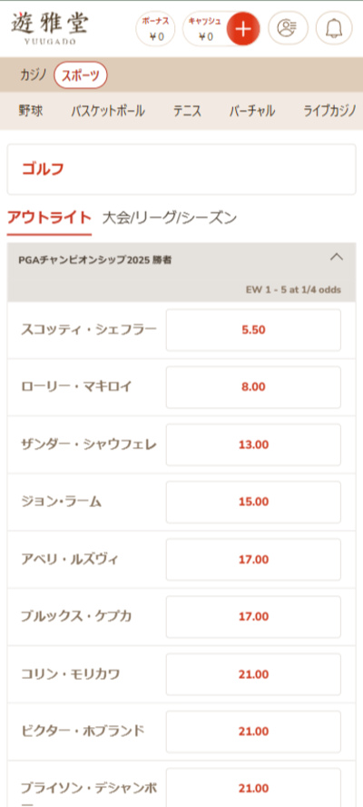 ブックメーカー_ゴルフ_賭け方ステップ2